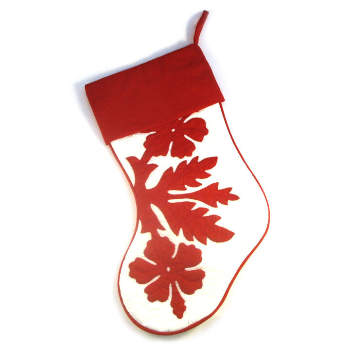Hand Quilted Hawaiian Christmas Stockings-Hibiscus