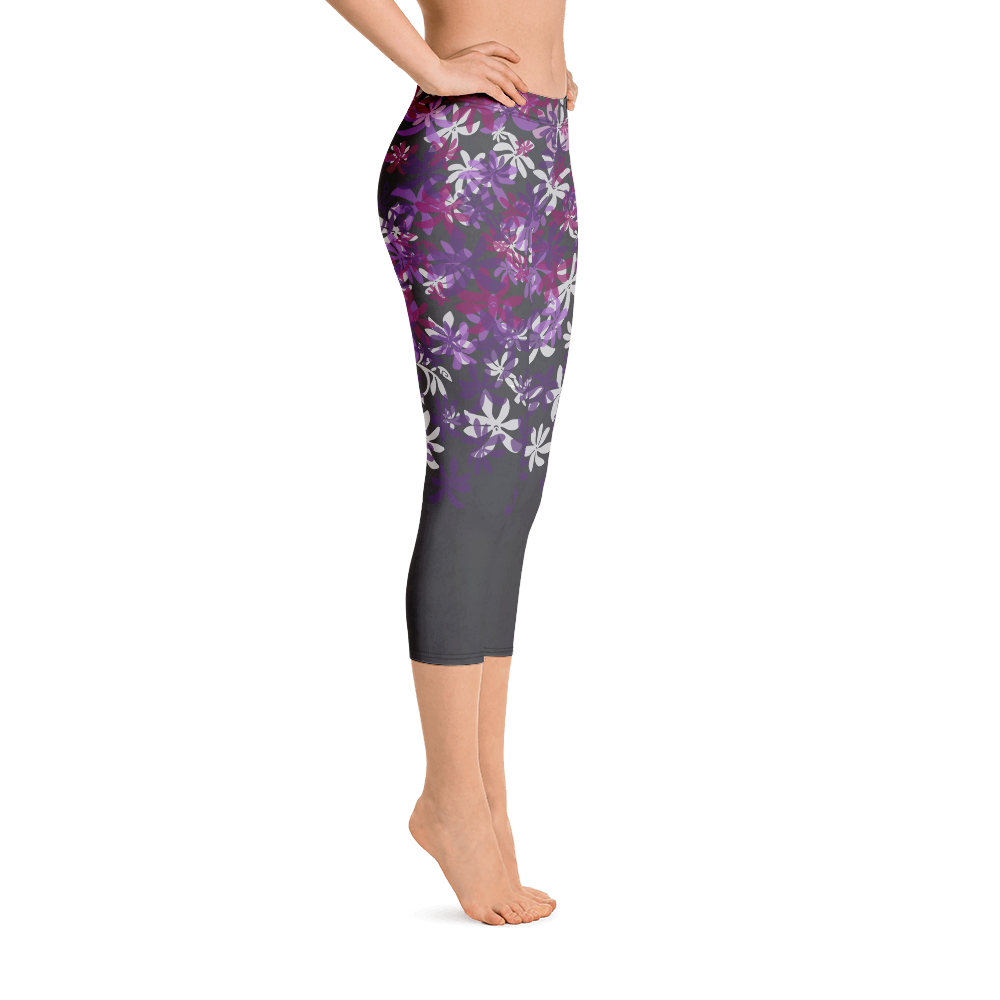 Capri Leggings - Tiare Bloom – Black Pearl Designs