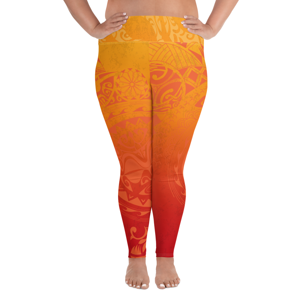 All Over Print Plus Size Leggings Auahi Fire Black Pearl Designs