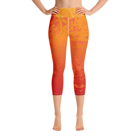 Yoga Capri Leggings - Auahi Fire