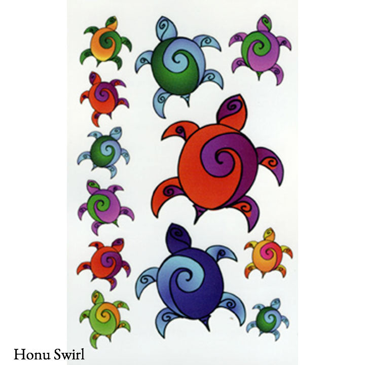 Hawaiian Temporary Tattoo - Honu Swirl