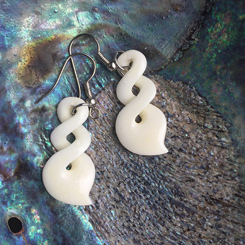 Maori Bone Double Twist Earrings