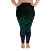 All-Over Print Plus Size Leggings -  Midnight Teal & Purple