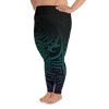All-Over Print Plus Size Leggings -  Midnight Teal & Purple
