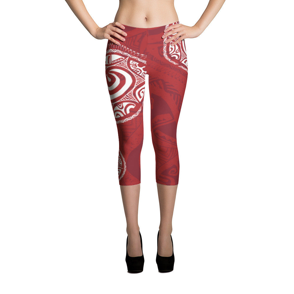 Capri Leggings - Tatou Toru - Ari'i Red – Black Pearl Designs
