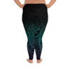 All-Over Print Plus Size Leggings -  Midnight Teal & Purple
