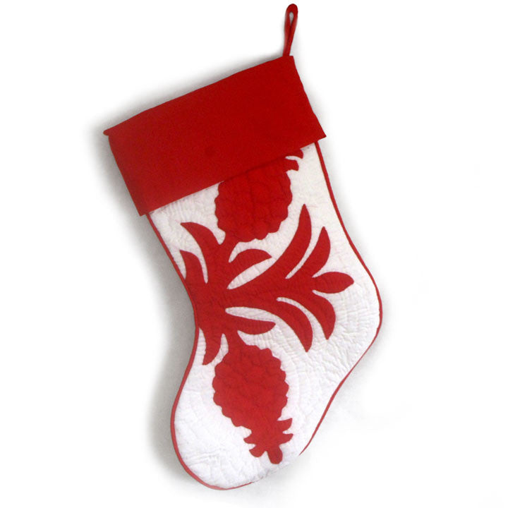 Hand Quilted Hawaiian Christmas Stockings-Pineapple